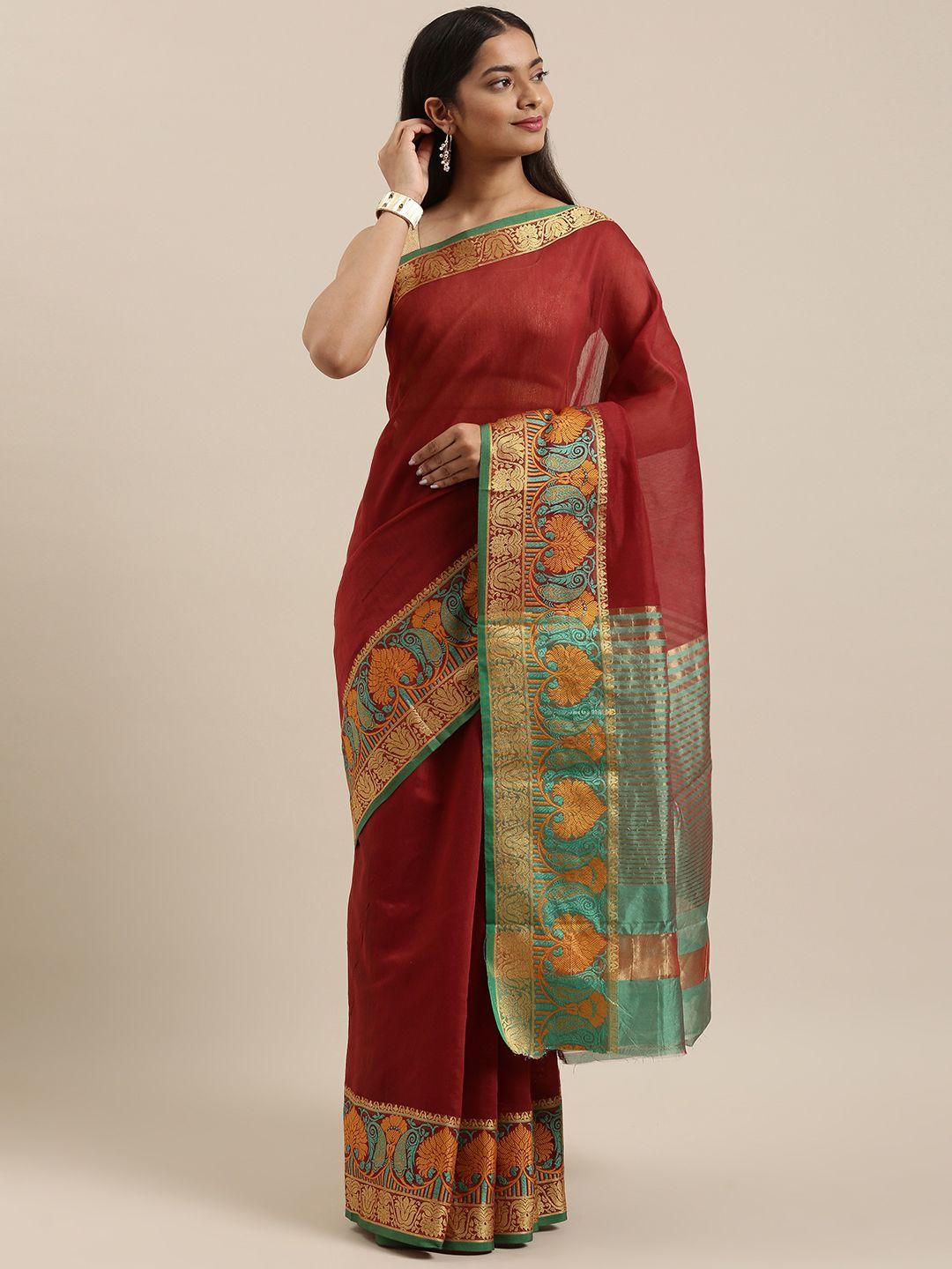 sangam prints maroon handloom saree