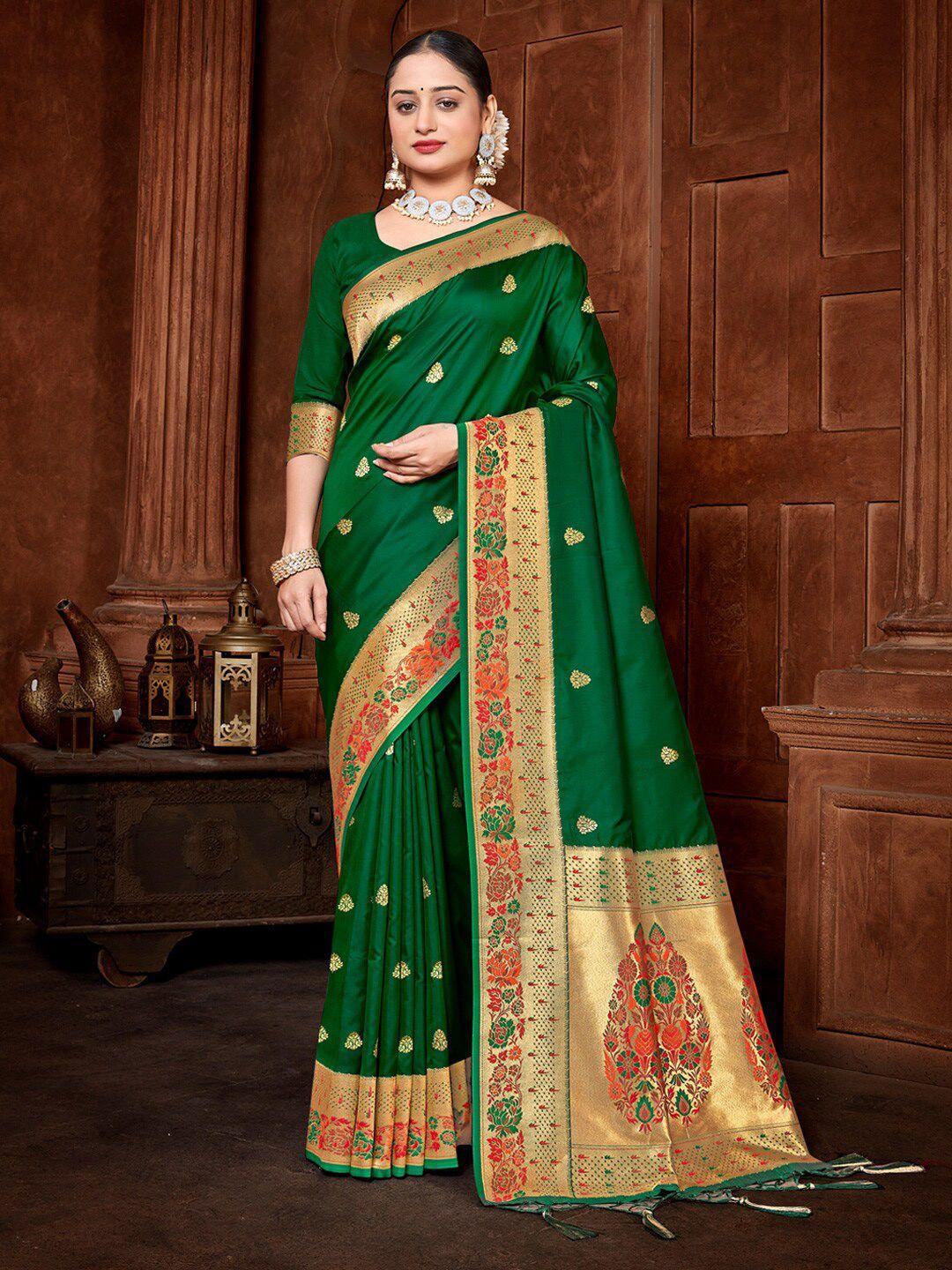 sangam prints woven design zari silk paithani saree