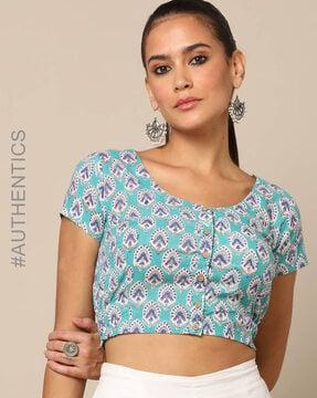 sanganer block print front-open blouse