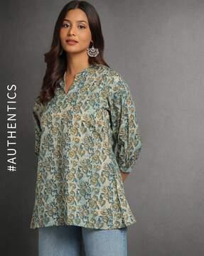 sanganeri handblock print cotton a-line tunic