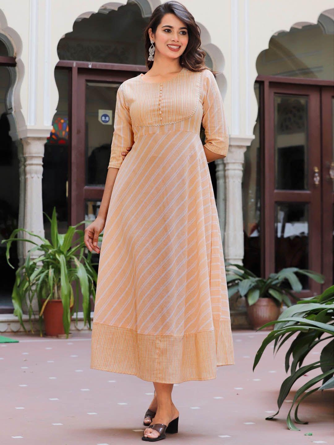 sanganeri kurti striped midi ethnic dress