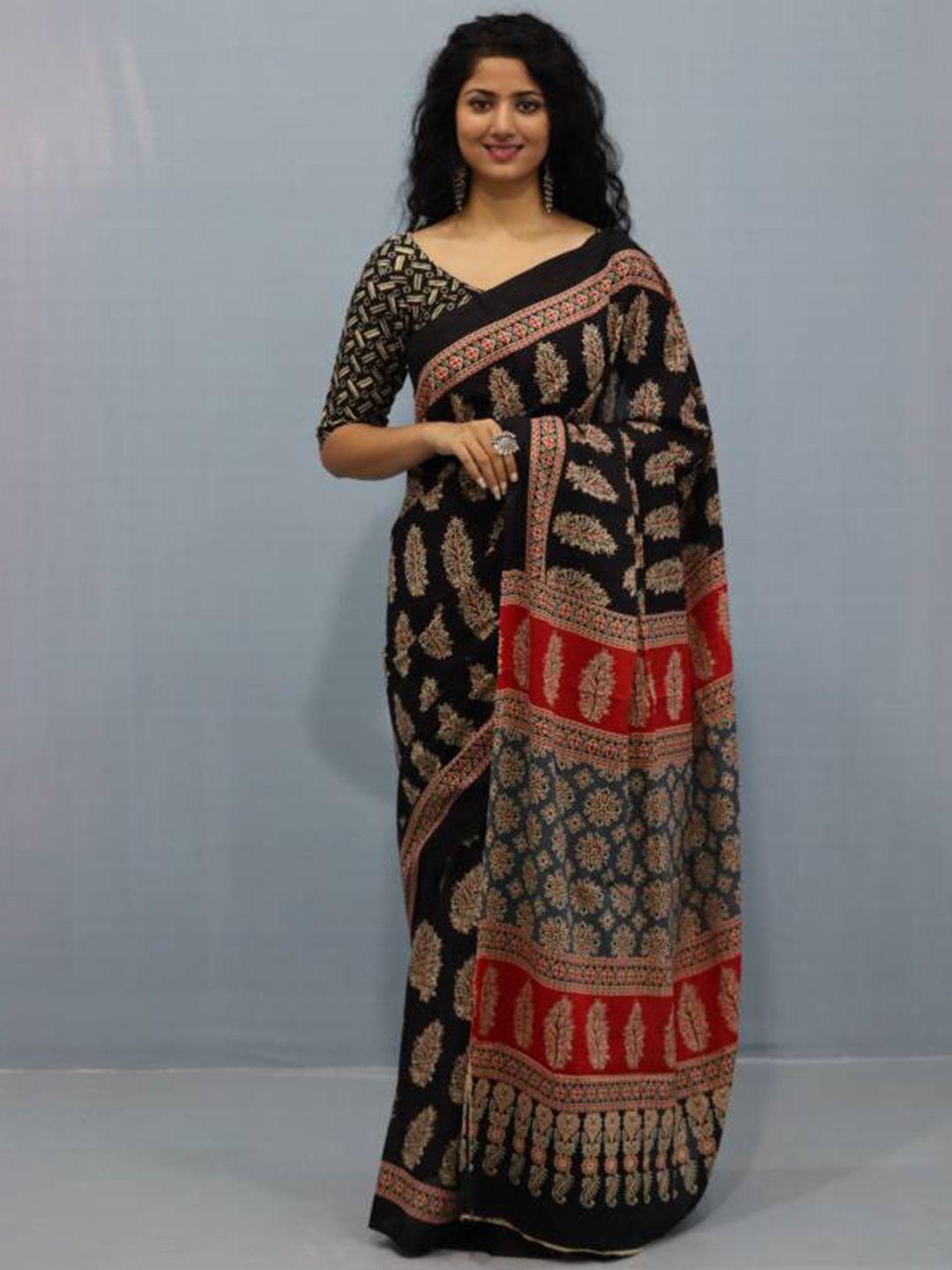 sanganeri print ethnic motifs printed pure cotton bagru saree