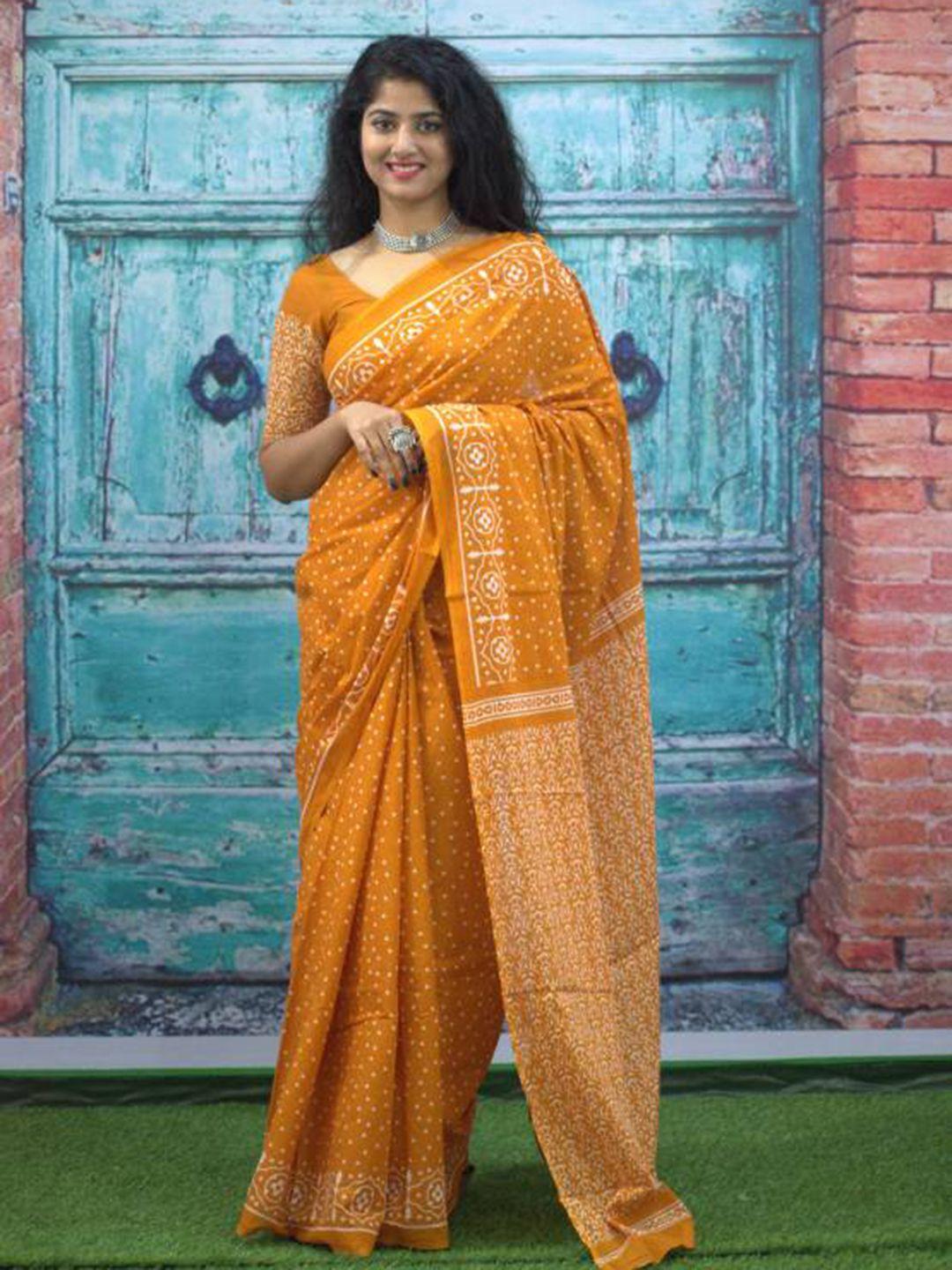 sanganeri print ethnic motifs pure cotton bagru saree