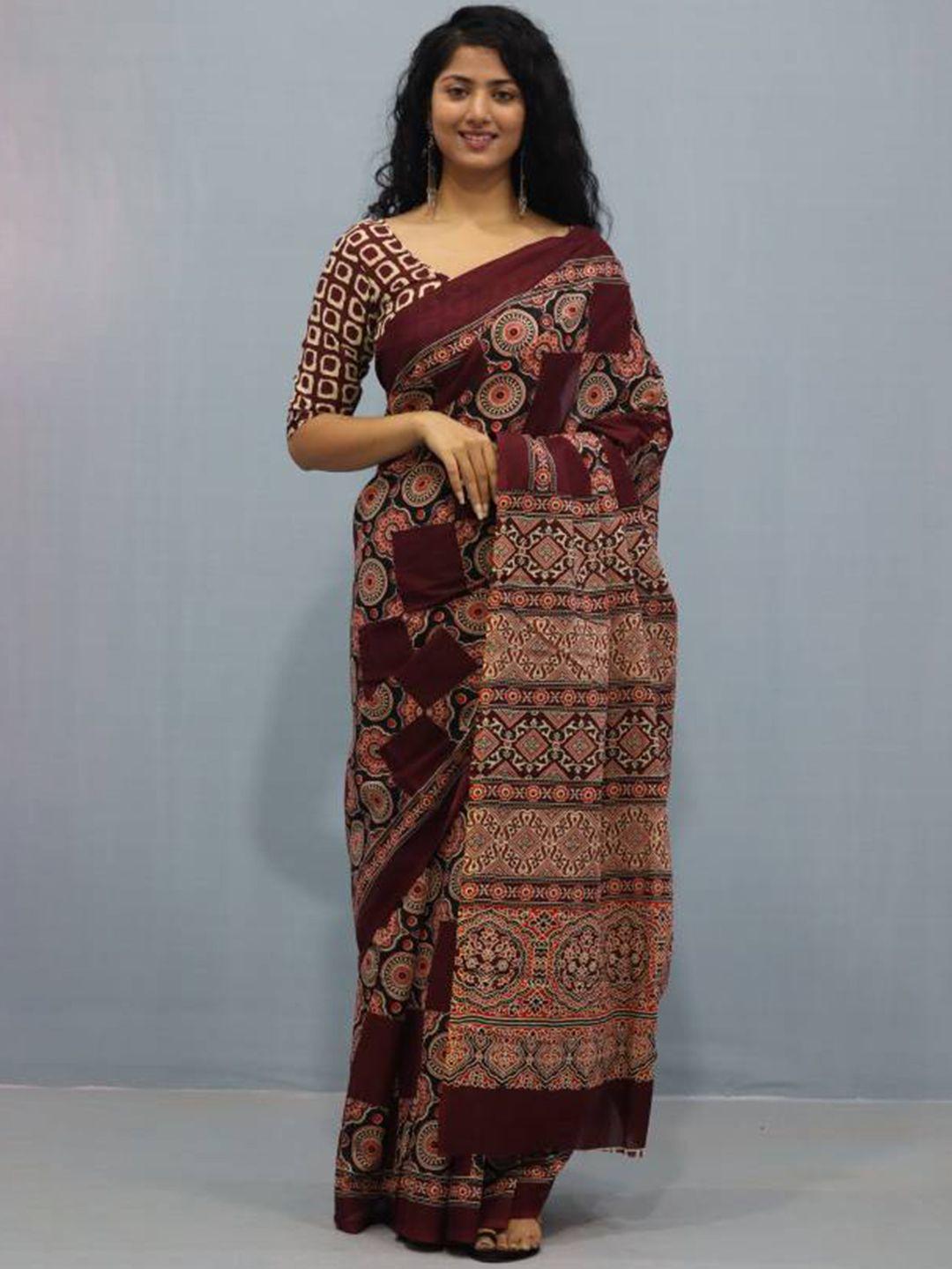 sanganeri print ethnic motifs pure cotton bandhani saree