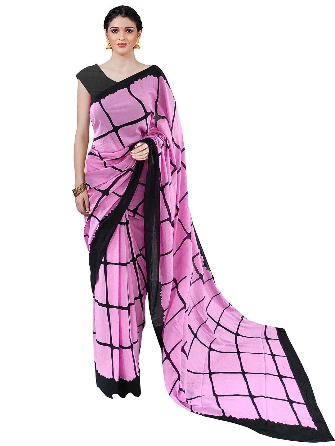 sanganeri print geometric printed mulmul cotton block print saree