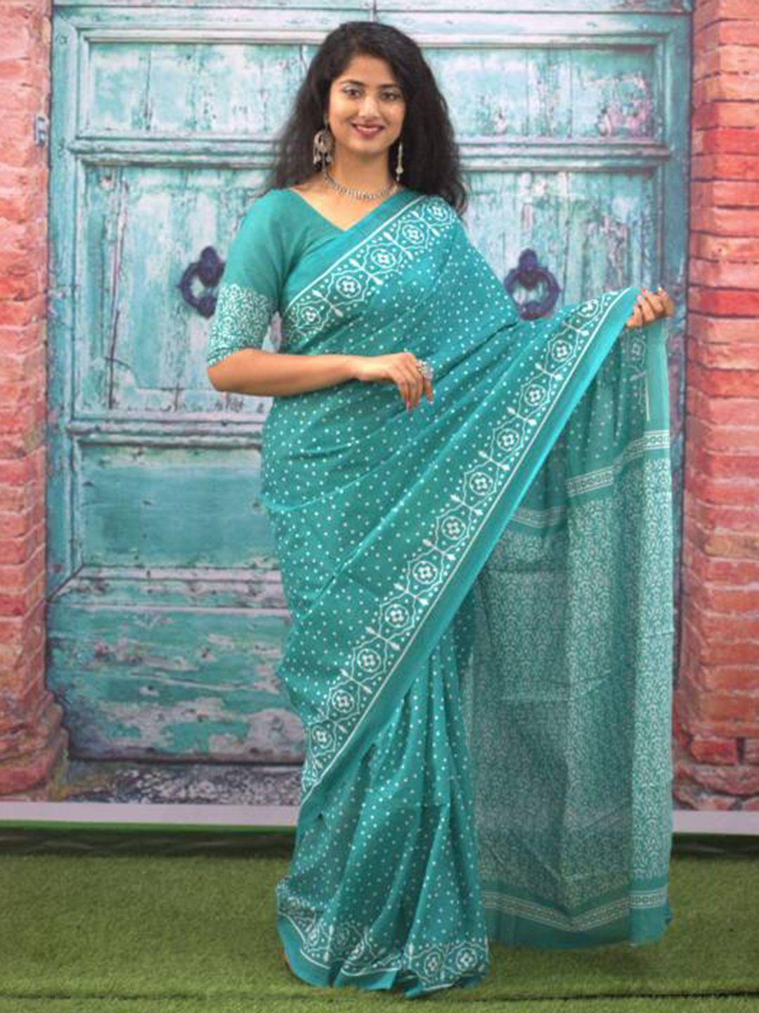 sanganeri print polka dot printed pure cotton bagru saree