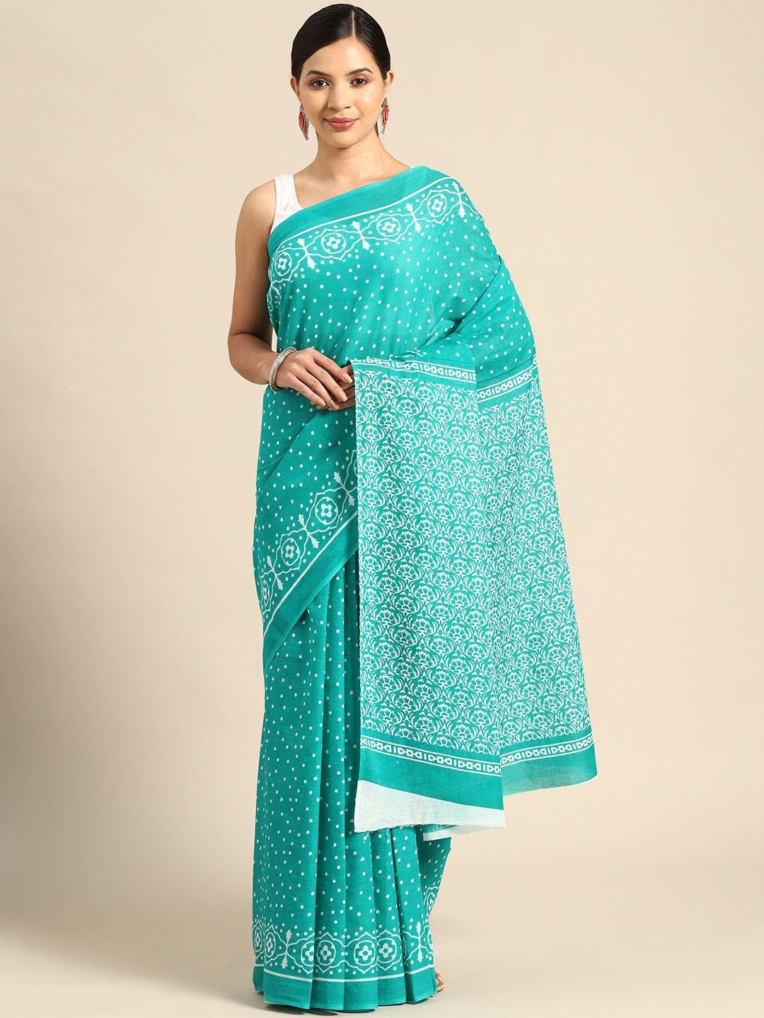 sanganeri print polka dot pure cotton block print bagru saree