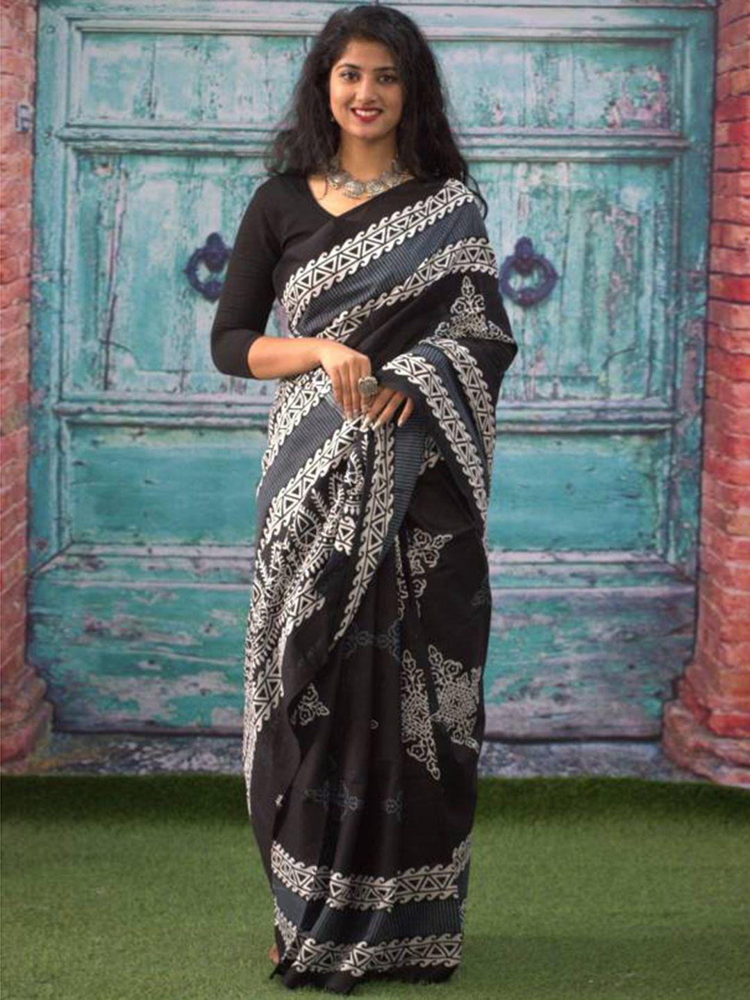 sanganeri printed ethnic motifs pure cotton bagru saree