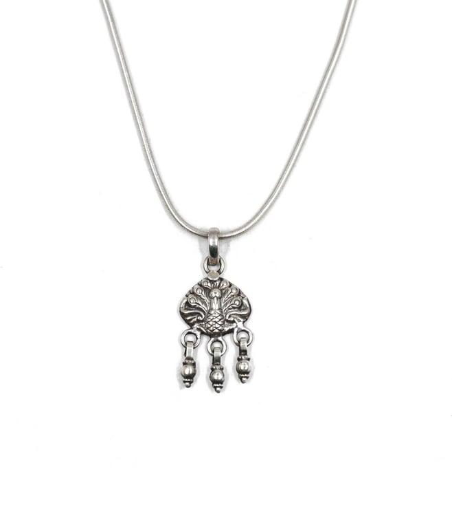 sangeeta boochra  silver oxidized handcrafted pendant with chain