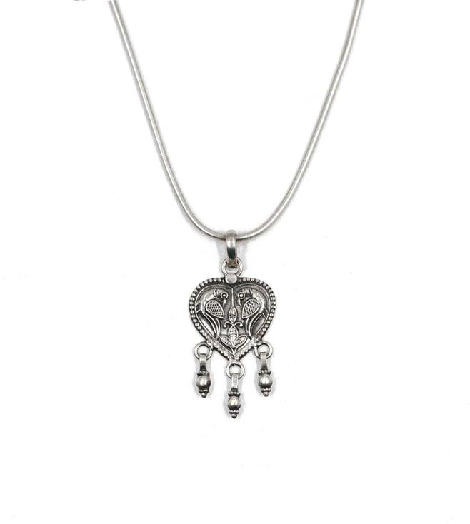 sangeeta boochra 925 silver handmade oxidized pendant with chain necklace