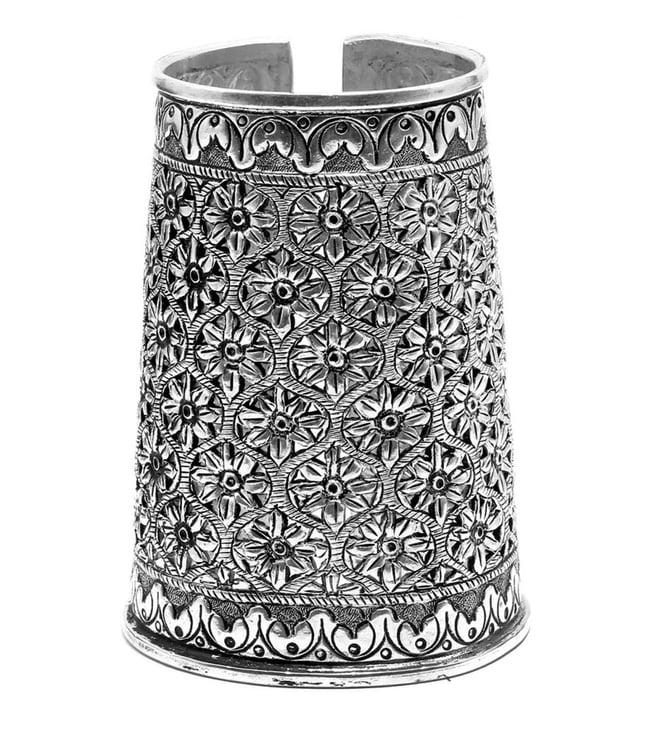 sangeeta boochra charbagh silver giti floral cuff bracelet