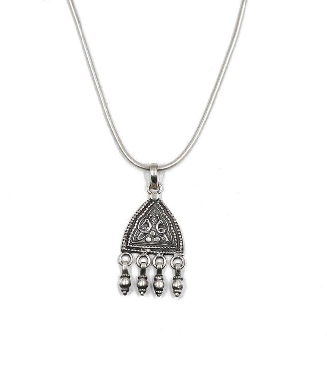 sangeeta boochra charming silver oxidized pendant on delicate chain