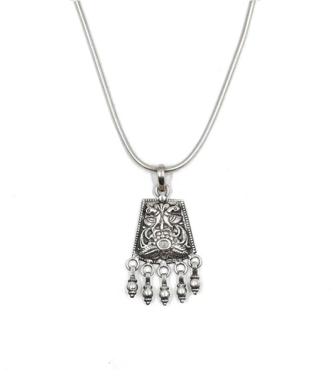 sangeeta boochra exquisite craftsmanship: sangeeta boochra's silver oxidized pendant necklace