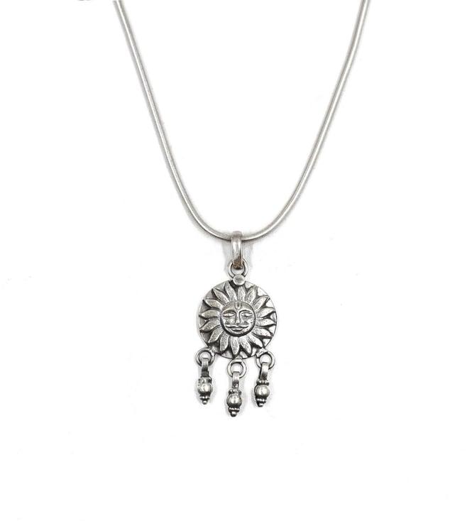 sangeeta boochra gorgeous silver oxidized pendant with chain