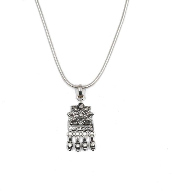 sangeeta boochra mesmerizing silver oxidized pendant necklace