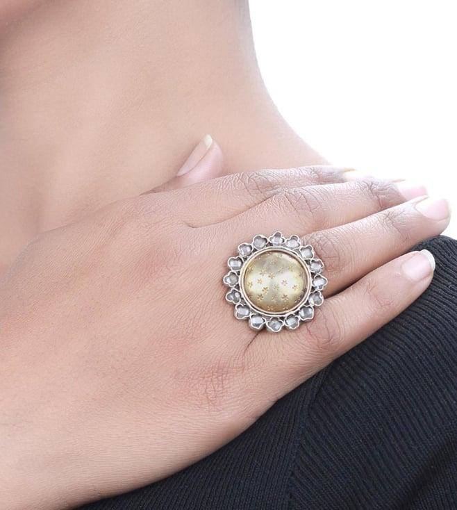 sangeeta boochra silver handcrafted dual tone ring