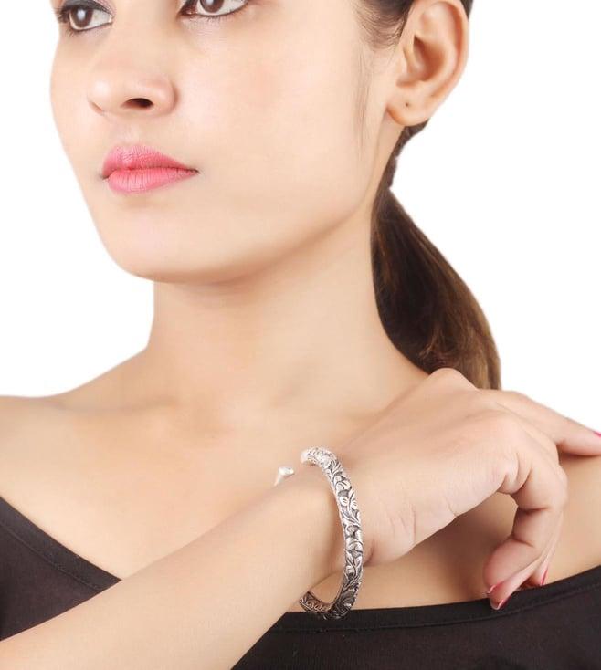 sangeeta boochra silver handcrafted engraved adjustable bracelet
