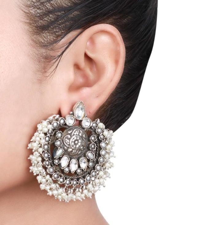 sangeeta boochra silver handcrafted engraved earrings