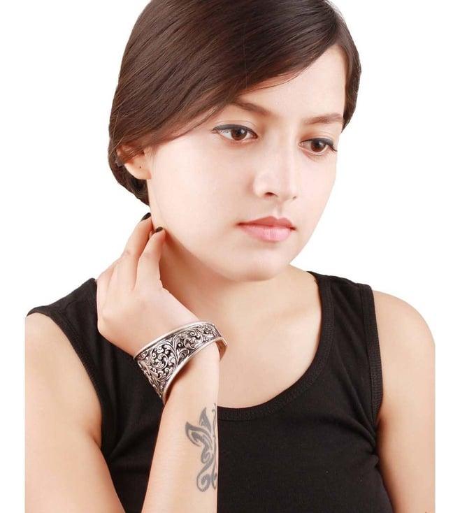 sangeeta boochra silver handcrafted engraved oxidised adjustable bracelet