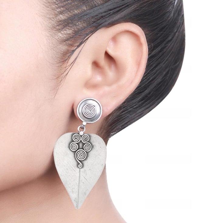 sangeeta boochra silver handcrafted engraved studs earrings