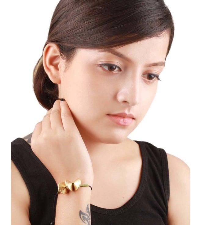 sangeeta boochra silver handcrafted gold plated bracelet with tessels