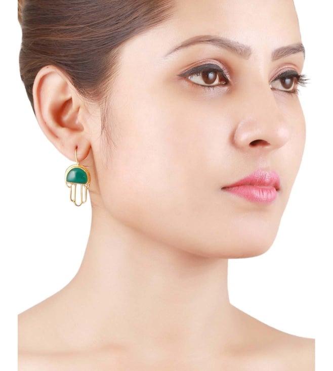 sangeeta boochra silver handcrafted gold plated earrings with green onyx