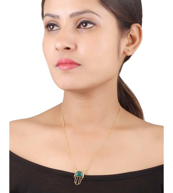 sangeeta boochra silver handcrafted gold plated necklace with green onyx