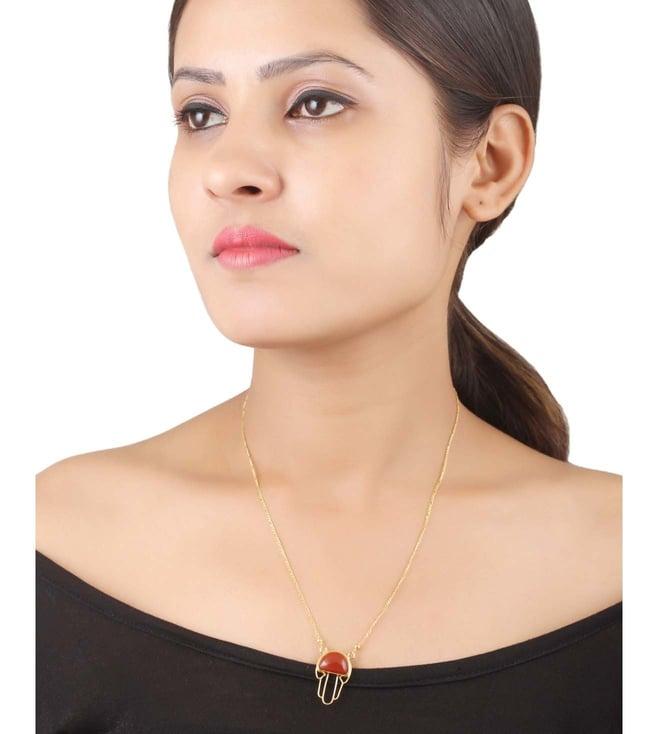 sangeeta boochra silver handcrafted gold plated necklace with ruby hydro and chain