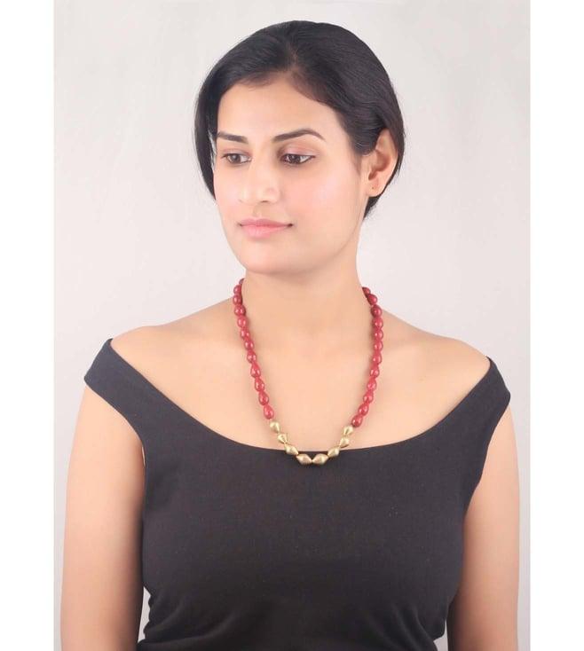sangeeta boochra silver handcrafted gold plated necklace with ruby hydro