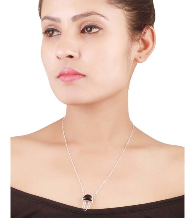 sangeeta boochra silver handcrafted necklace with chain and black onyx