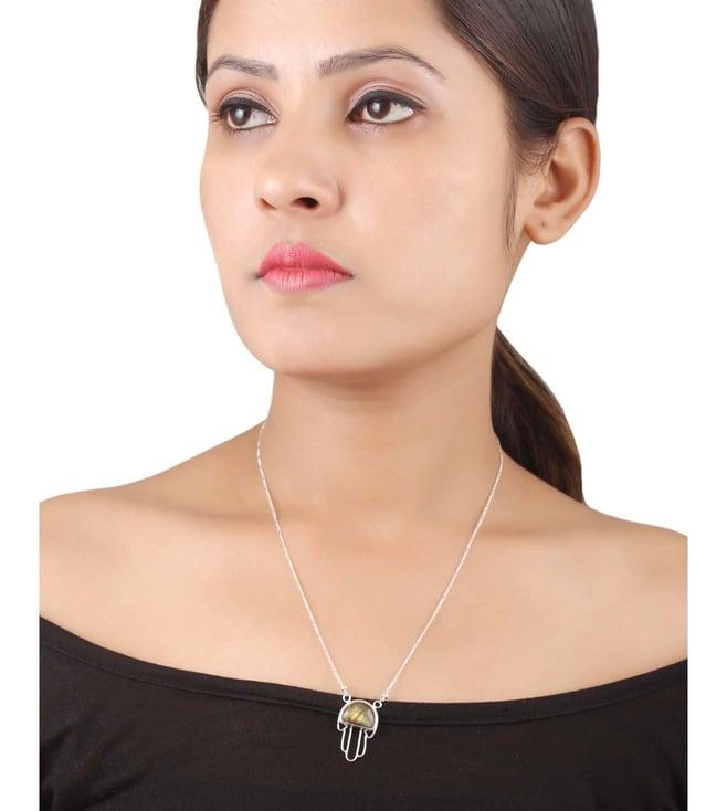 sangeeta boochra silver handcrafted necklace with labradorite and chain