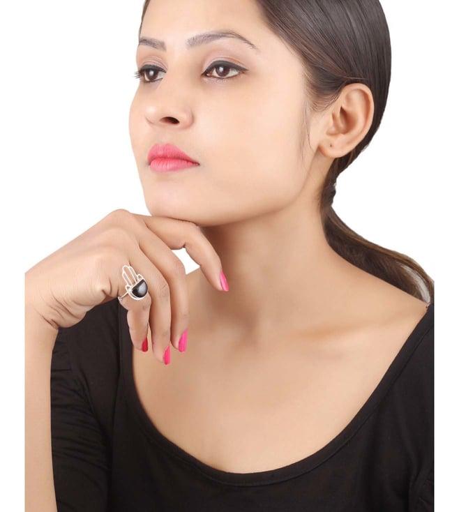 sangeeta boochra silver handcrafted ring with black onyx