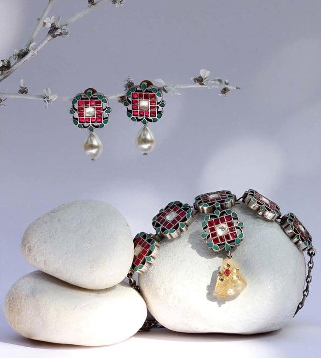 sangeeta boochra silver necklace and earrings set