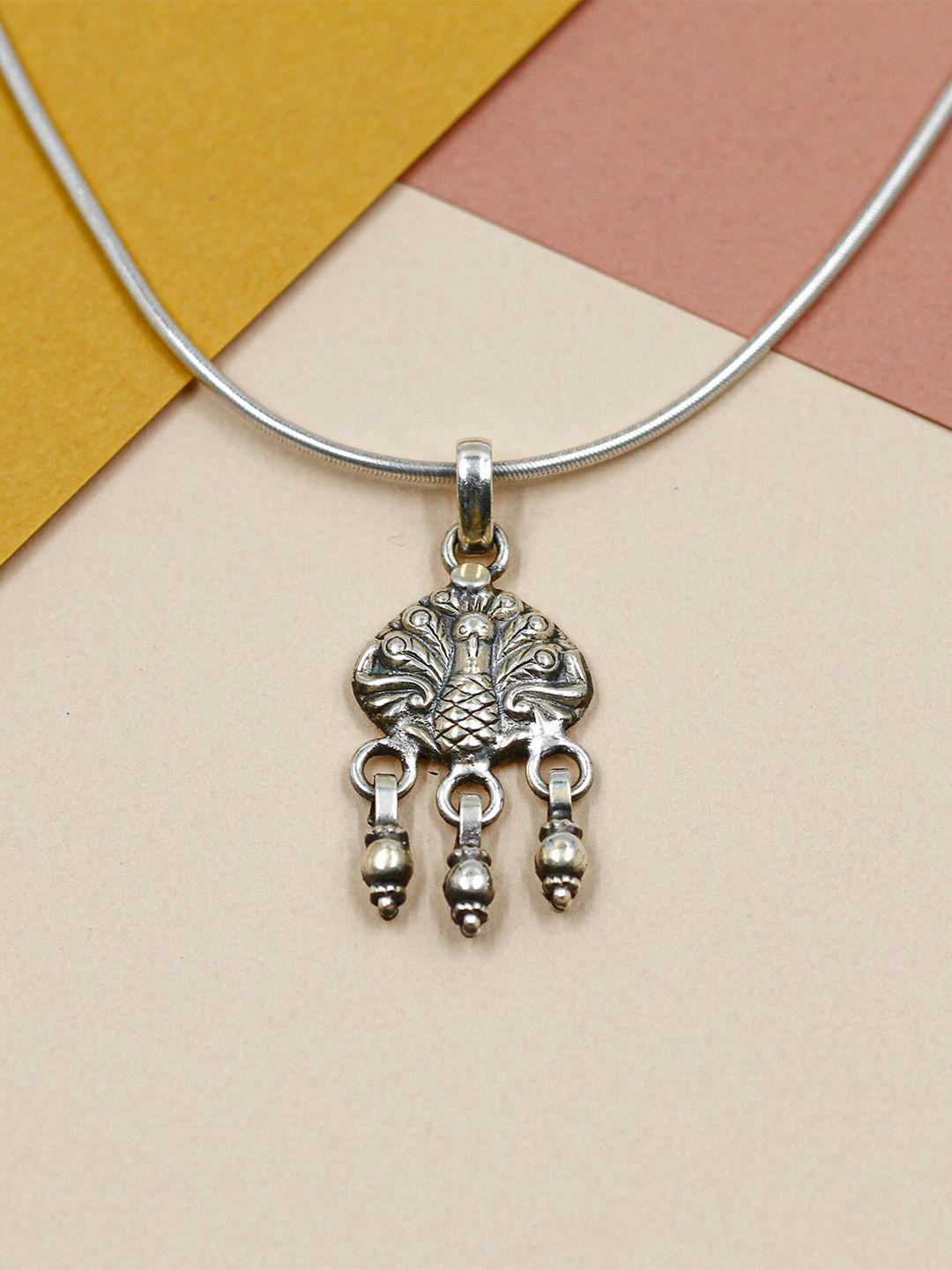 sangeeta boochra silver oxidized pendant with chain