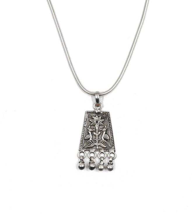 sangeeta boochra sophisticated silver oxidized pendant necklace