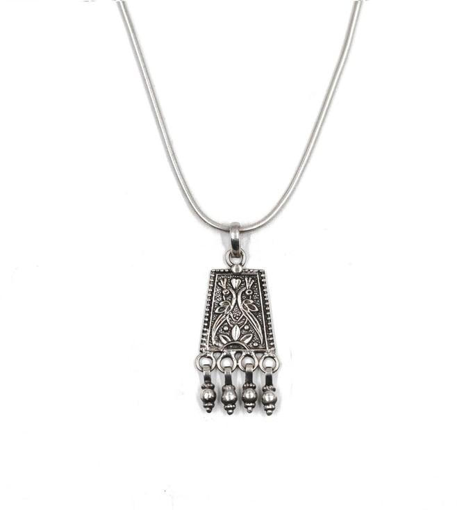 sangeeta boochra timeless elegance: sangeeta boochra's silver oxidized pendant on chain