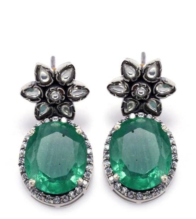 sangeeta boochra x nitibha kaul green vividh silver sophia floral earrings
