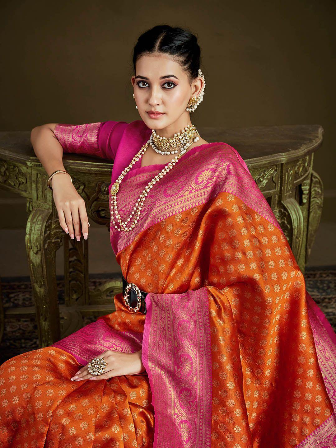 sangria ethnic motifs woven design brocade saree