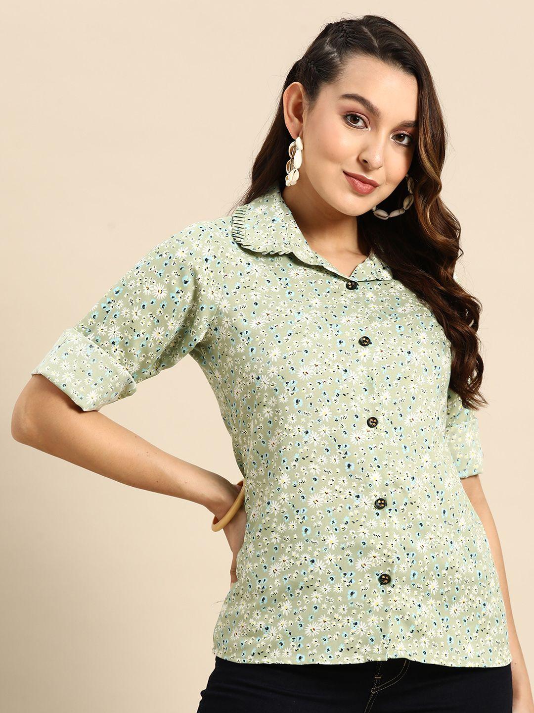sangria floral print shirt style top