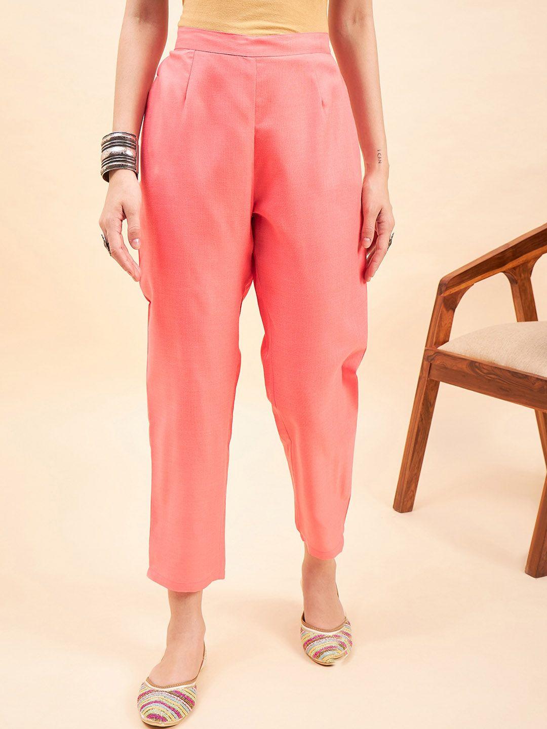 sangria mid-rise straight-fit trousers
