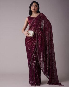 sangria sequins embellished saree with tassles