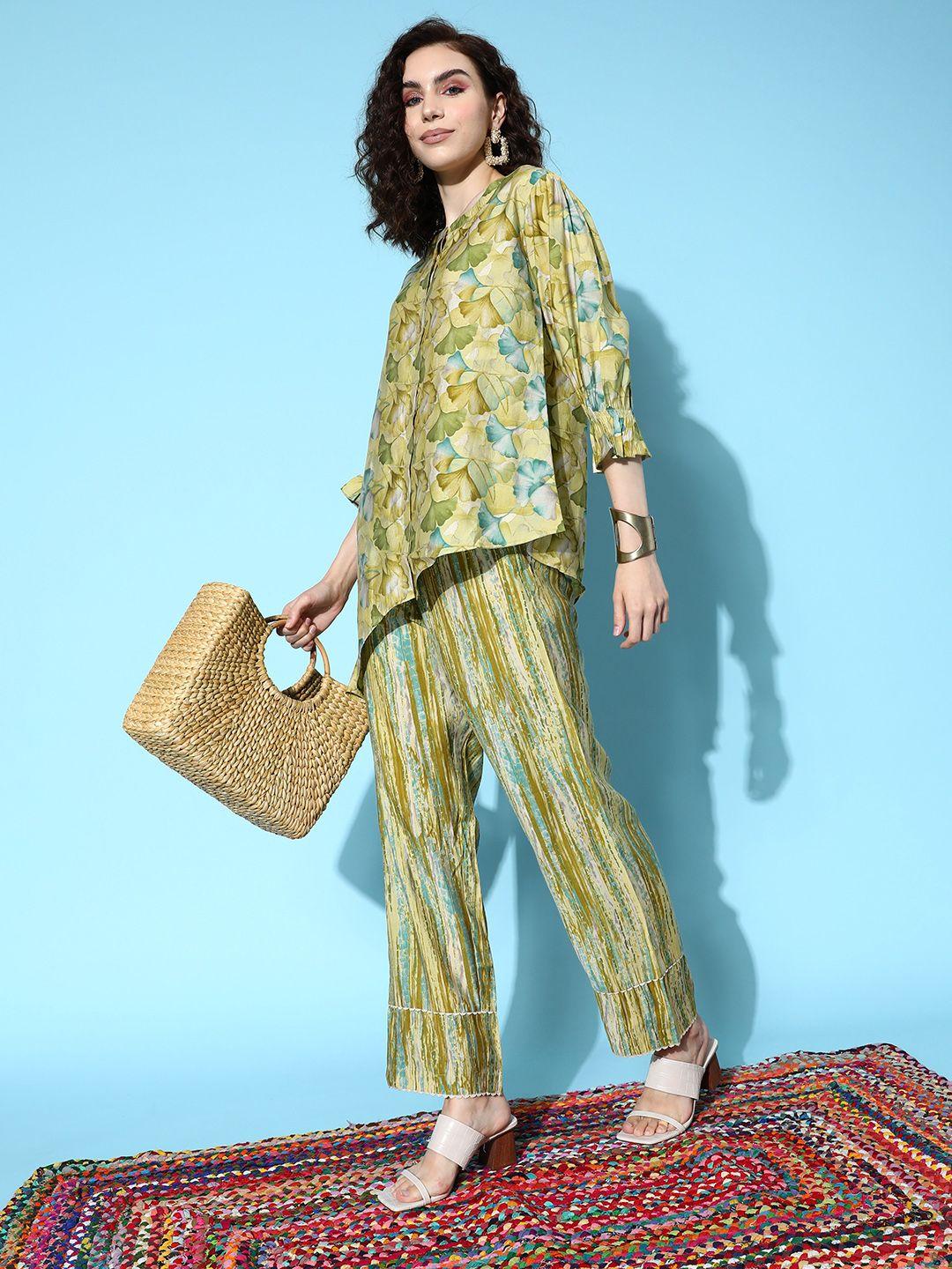 sangria women printed tunic with trousers