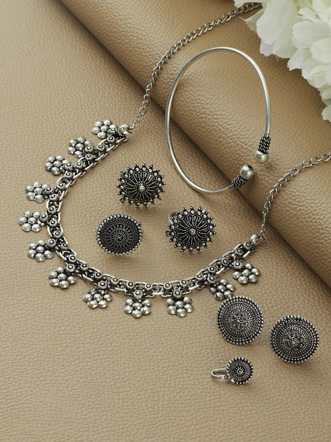sangria  silver-plated oxidized jewellery set