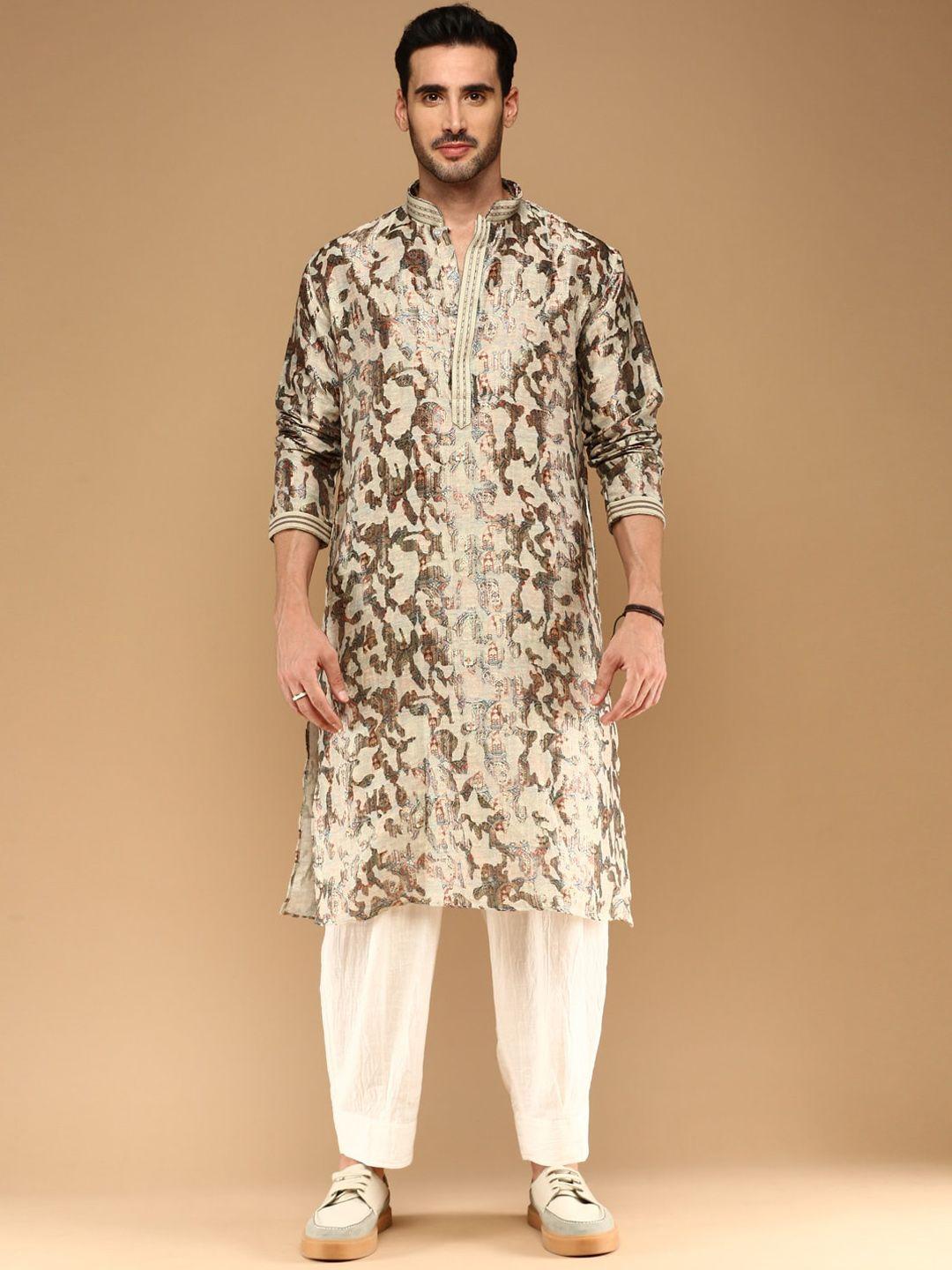 sangria abstract digital printed silk straight kurta