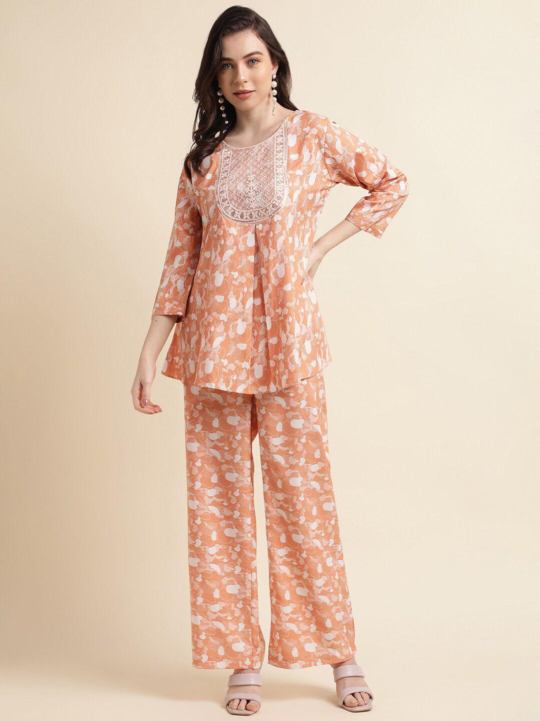 sangria abstract digital printed tunic with trouser co-ords