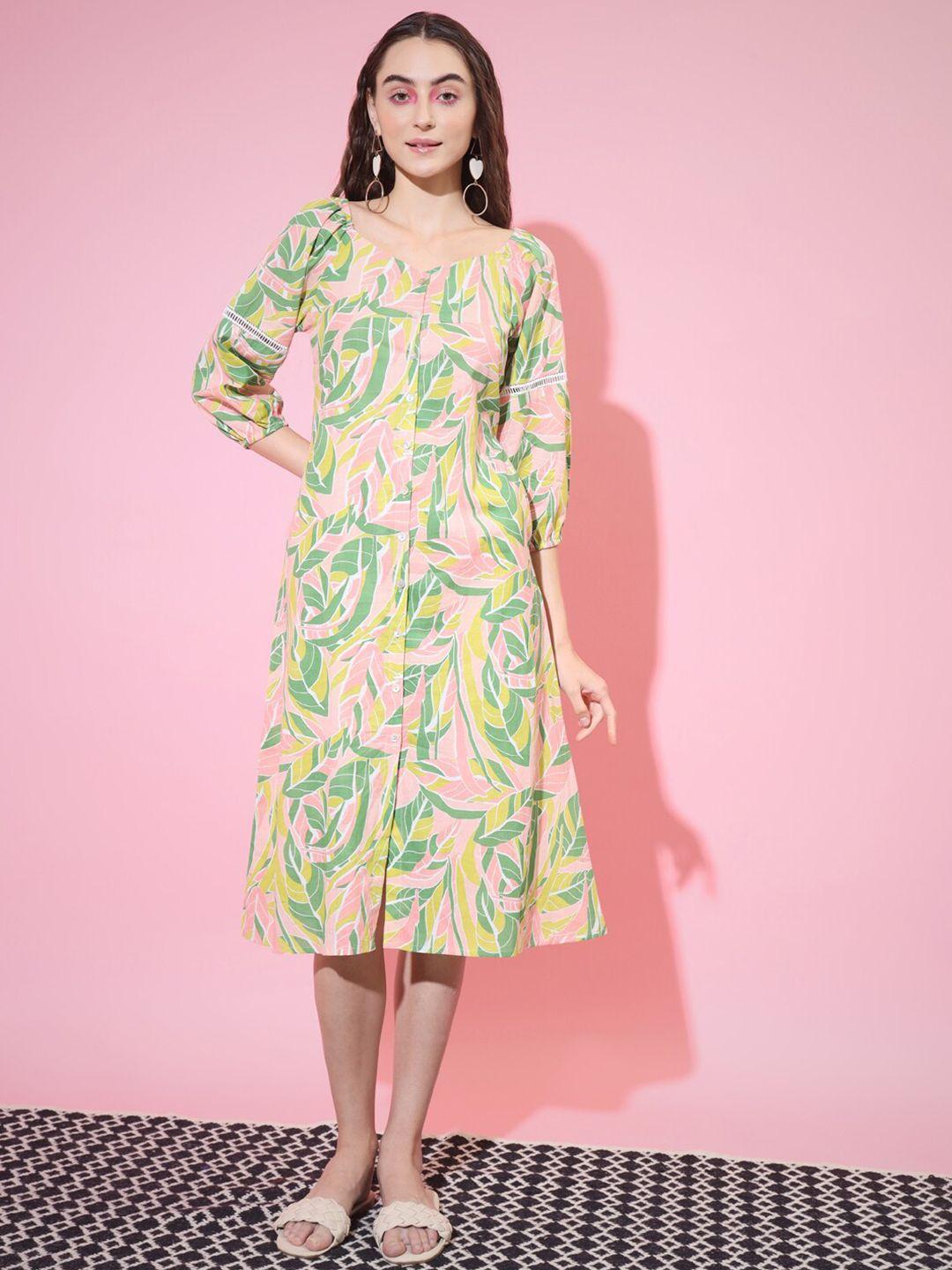 sangria abstract printed cotton a-line dress