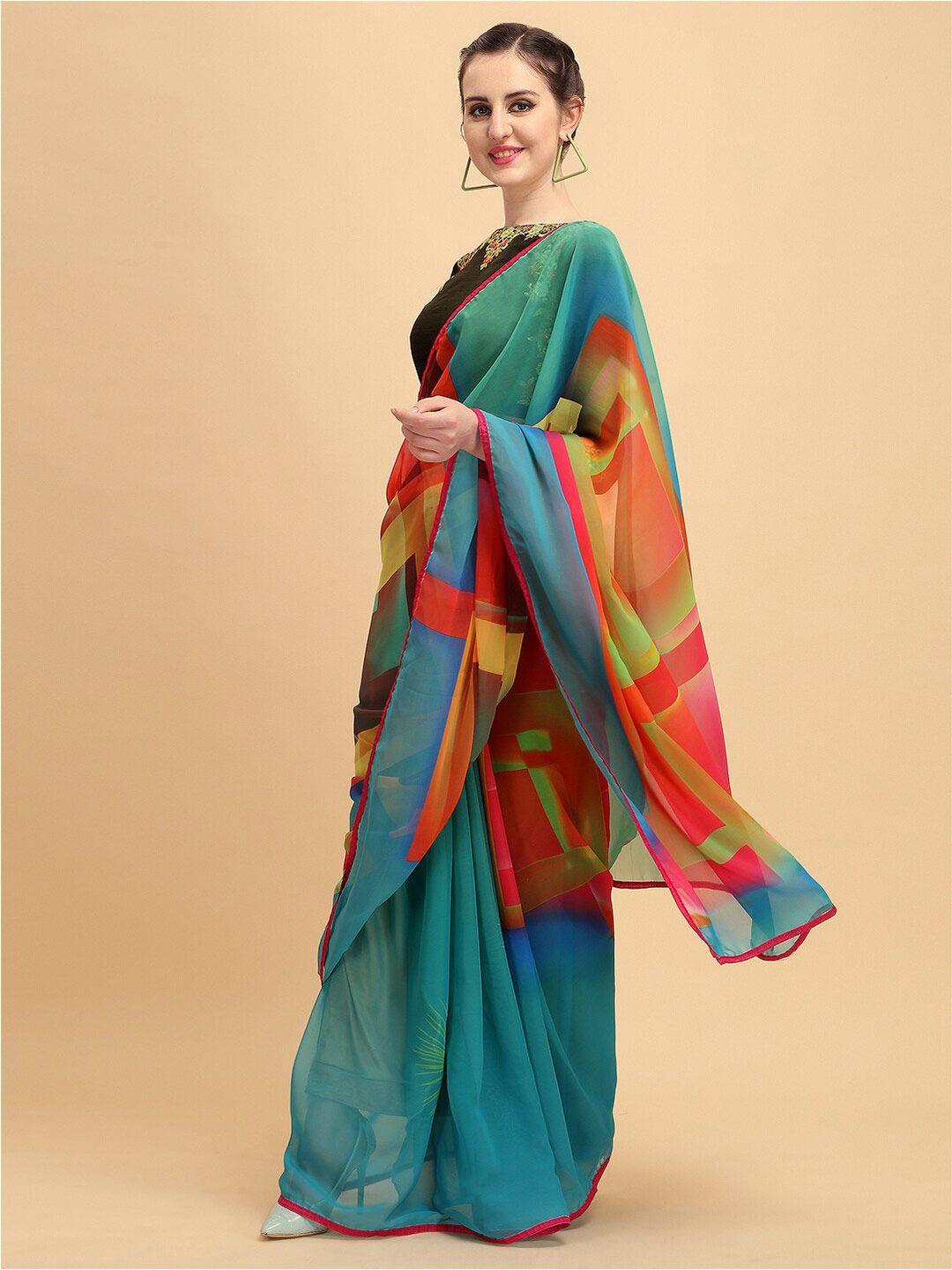 sangria abstract printed pure georgette saree