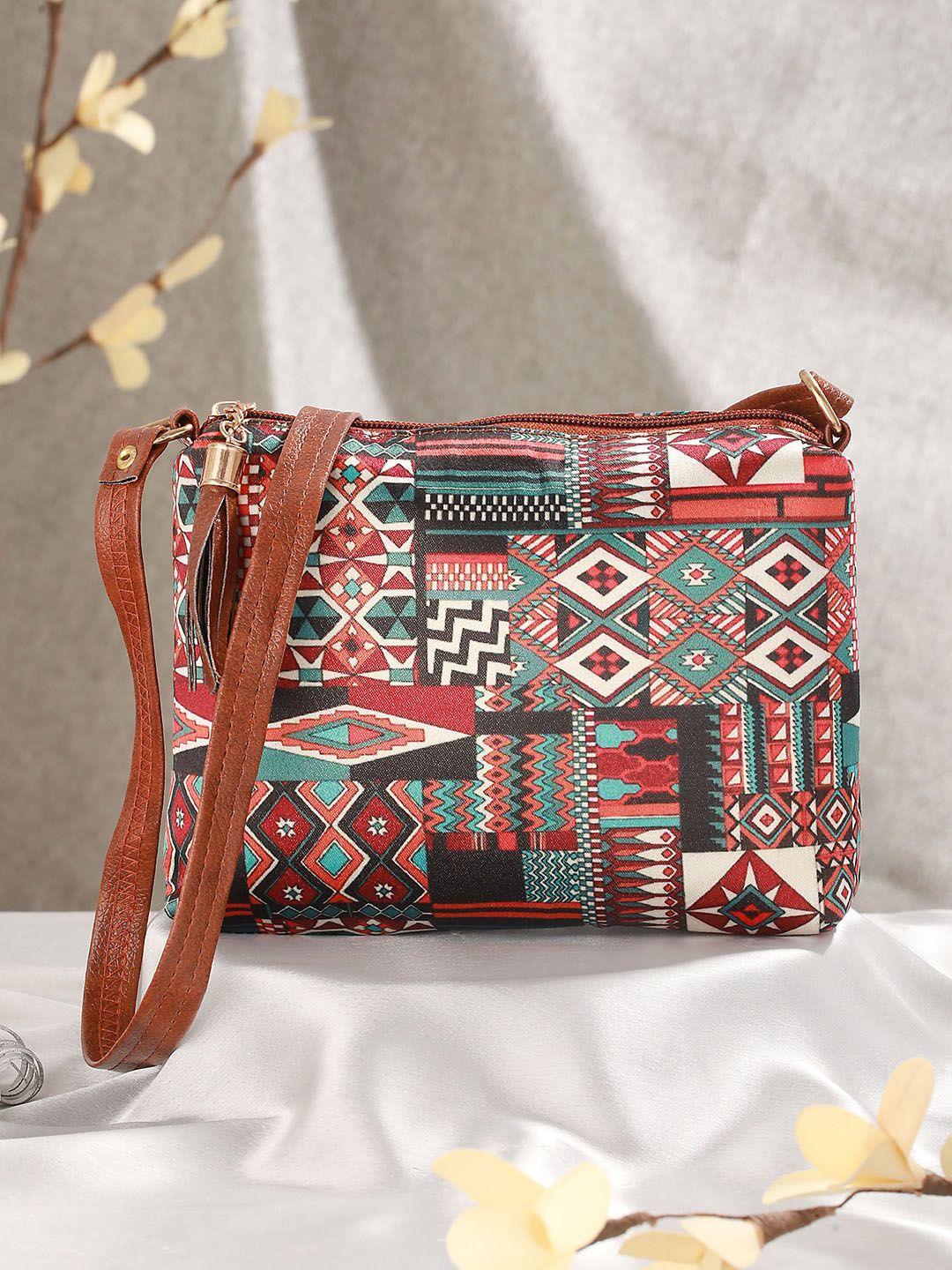 sangria abstract-printed sling handbags