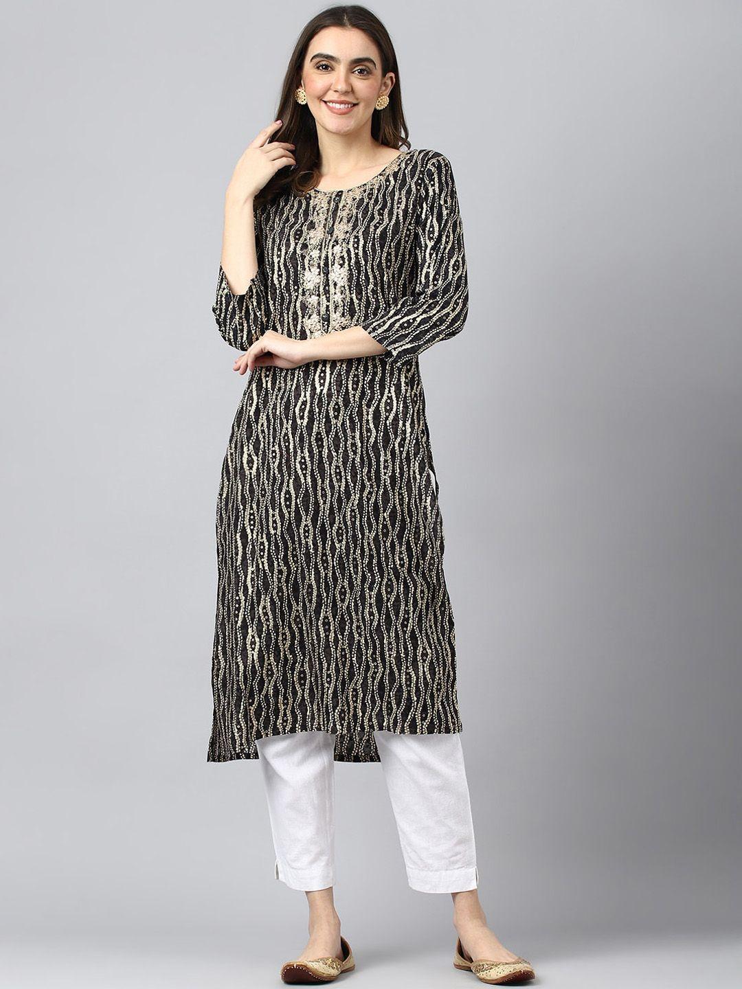 sangria abstract printed thread work straight kurta