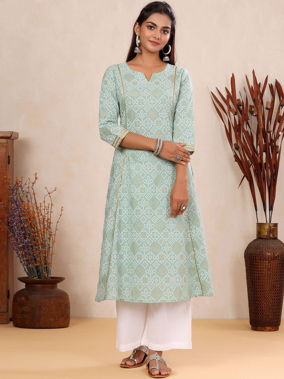 sangria bandhani printed pure cotton a-line kurta with palazzo